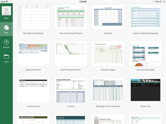 Опять же, шаблоны (16 в Excel для iPad, против 9 для Excel Online и 26 шаблонов по умолчанию для Excel 2013) оказываются чрезвычайно полезными, как и параметры по умолчанию для диаграмм и графиков