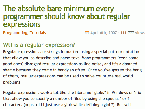 Абсолютный минимум, который должен знать каждый программист о регулярных выражениях Простая и прямая статья, в которой описываются некоторые основные «символы» в регулярных выражениях